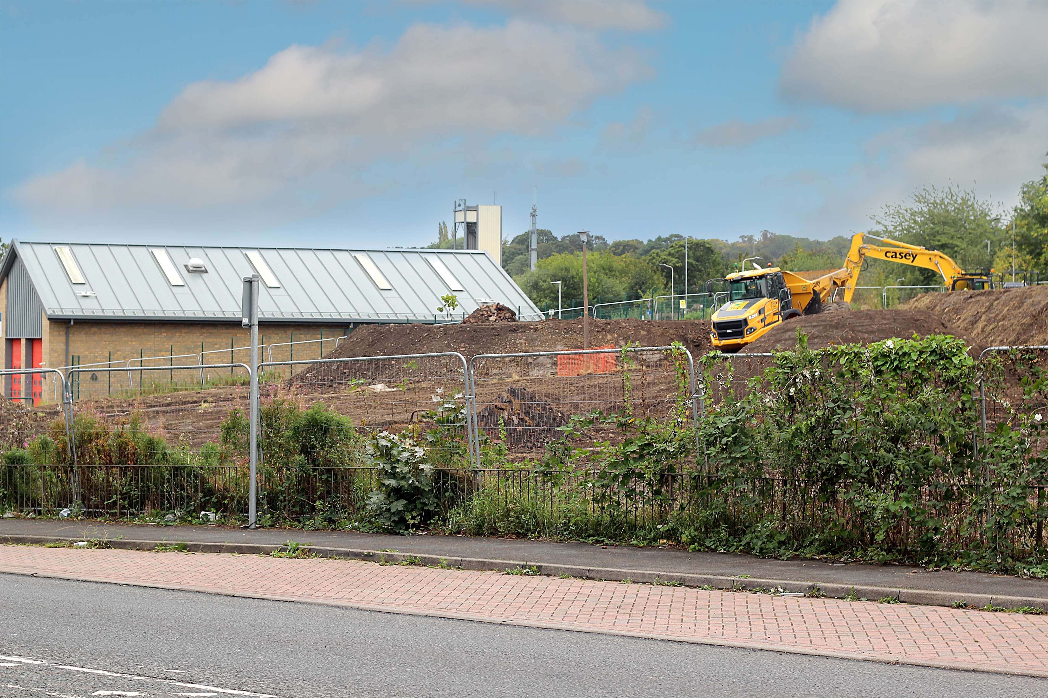 Digger at work on the Valley Road site