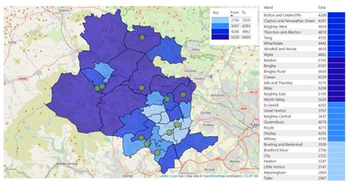 Map shows 12 schemes where the Council holds nomination rights and also shows details of the over 55 population in the District.