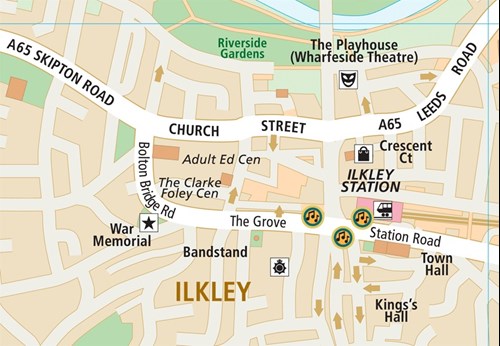 Map of suggested busking locations Ilkley